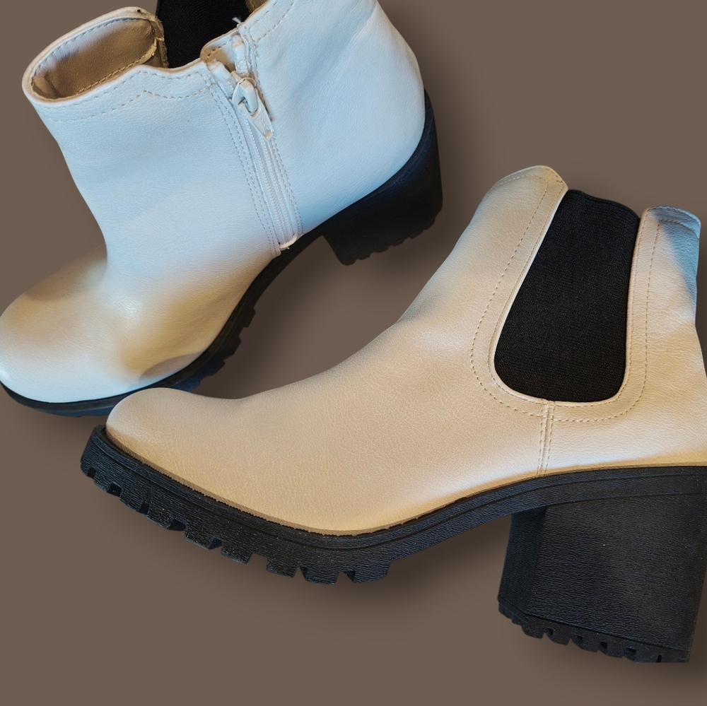Chic White And Black Ankle Booties